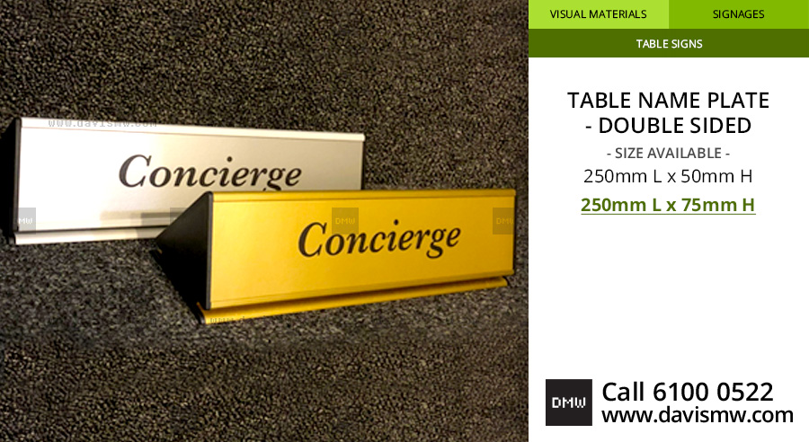 Table Name Plate - Double Sided - 250x75 - Davis Materialworks