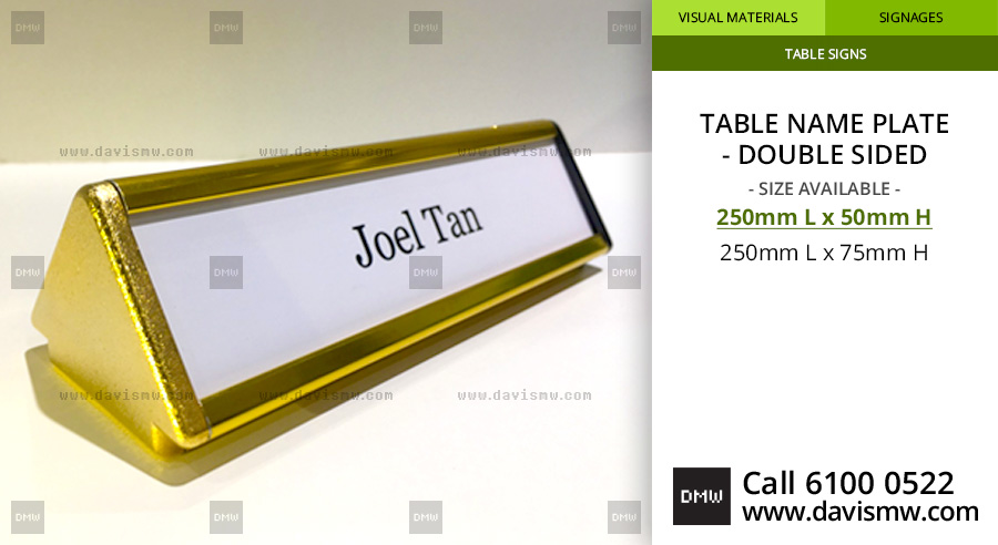 Table Name Plate - Double Sided - 250x50 - Davis Materialworks