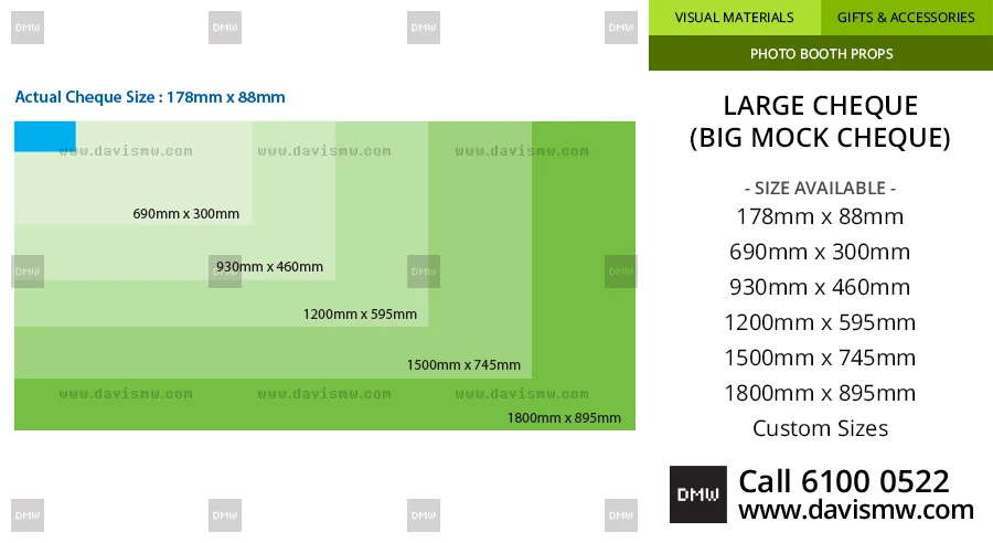 Large Cheque - sizes available - Davis Materialworks