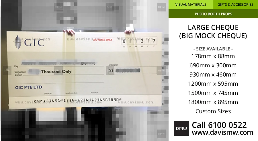 Large Cheque - Company Cheque - Davis Materialworks