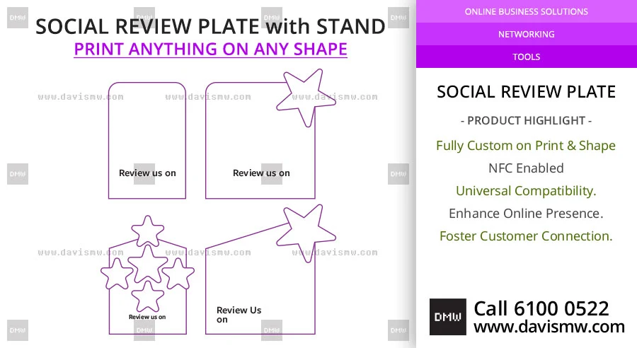 Social Review Plate - Print Any on Any Shape - Davis Materialworks