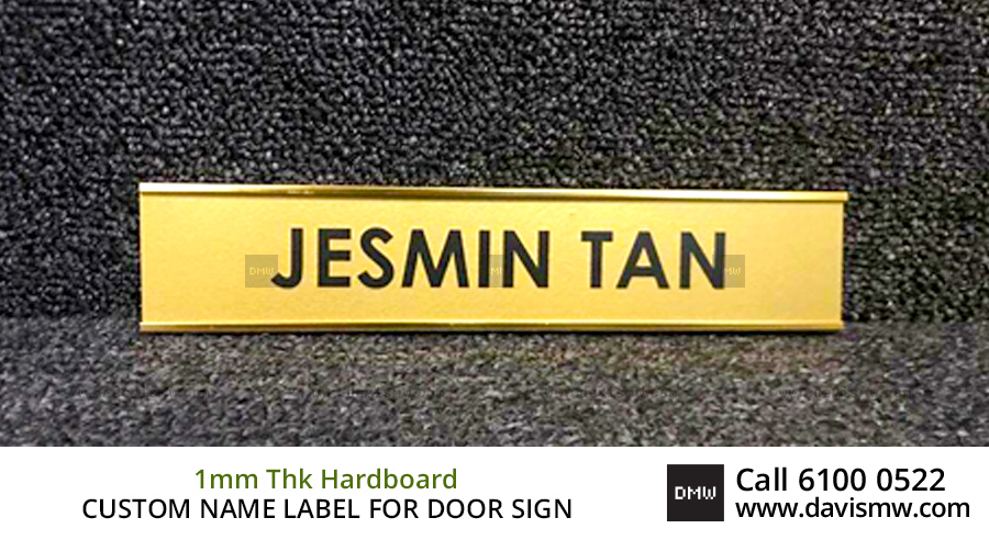 Custom Name Label For Door Sign - 1mm Thk Hardboard - Davis Materialworks