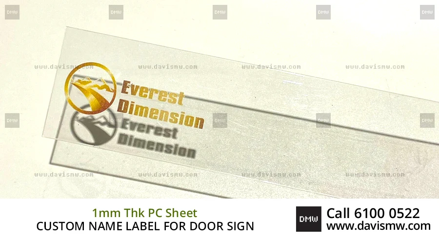Custom Name Label For Door Sign - 1mm Thk PC Sheet - Davis Materialworks