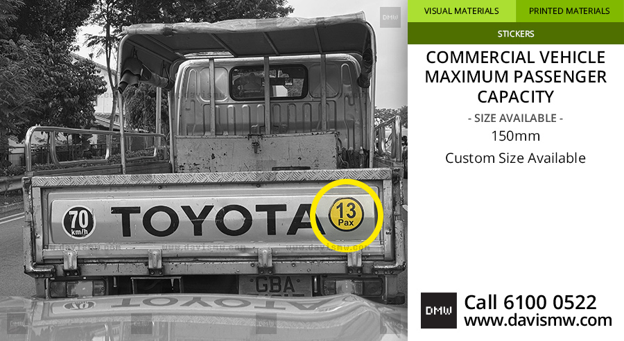 Commercial Vehicle - Maximum Passenger Capacity Sticker - Davis Materialworks
