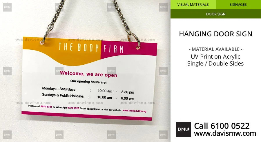 Hanging Door Sign - The Body Firm - Davis Materialworks