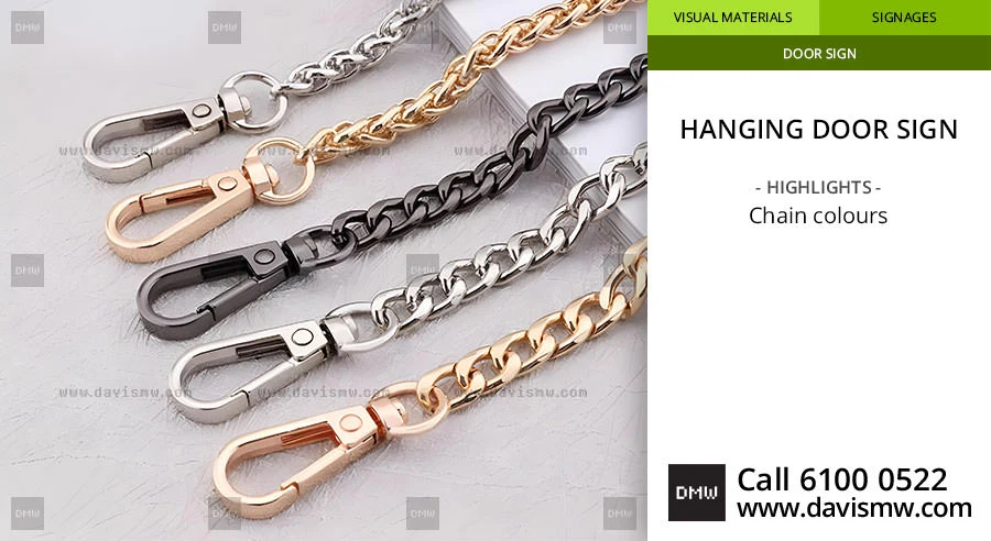 Hanging Door Sign - Chain Colors - Davis Materialworks
