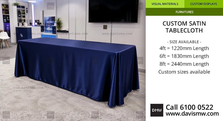 Custom Satin Tablecloth | Navy Blue Tablecloth | Davis Materialworks