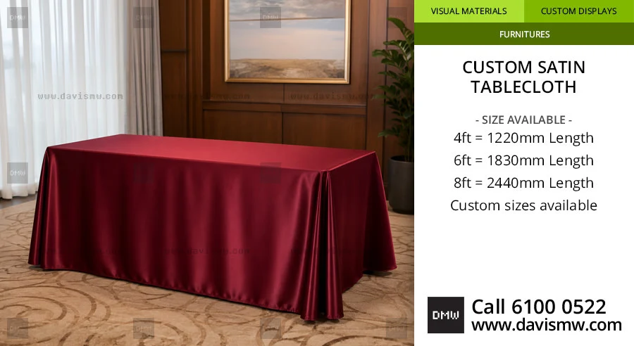 Custom Satin Tablecloth | Maroon Tablecloth | Davis Materialworks