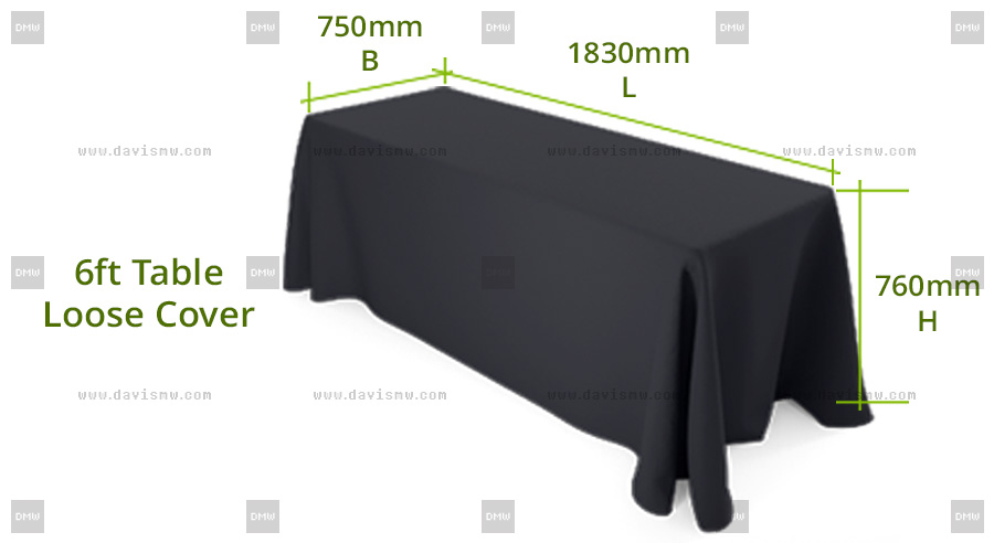 Custom Event Tablecloth - 6ft Table Loose Cover - Davis Materialworks