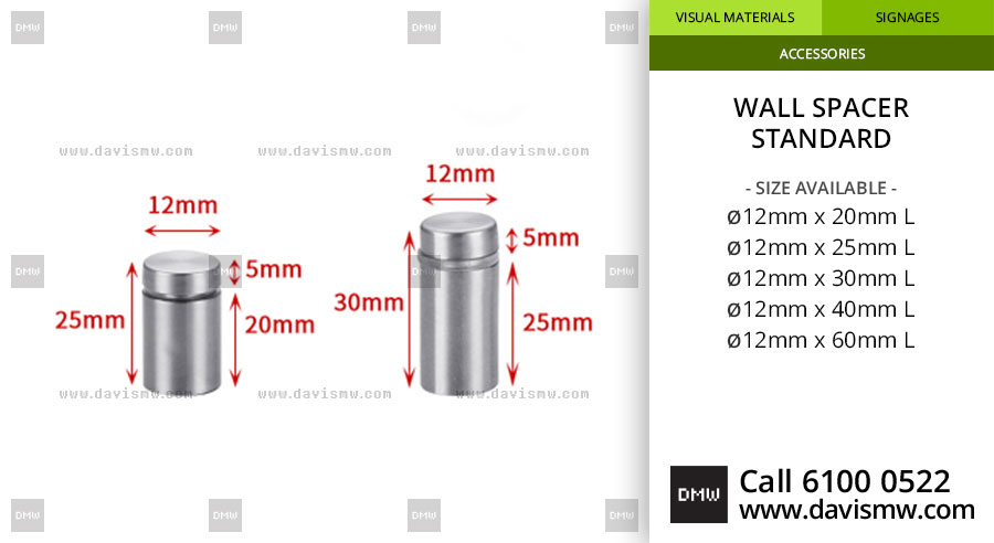 Wall Spacer - Standard - 12mm Range - Davis Materialworks