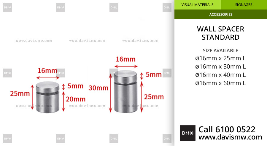 Wall Spacer - Standard - 16mm Range - Davis Materialworks