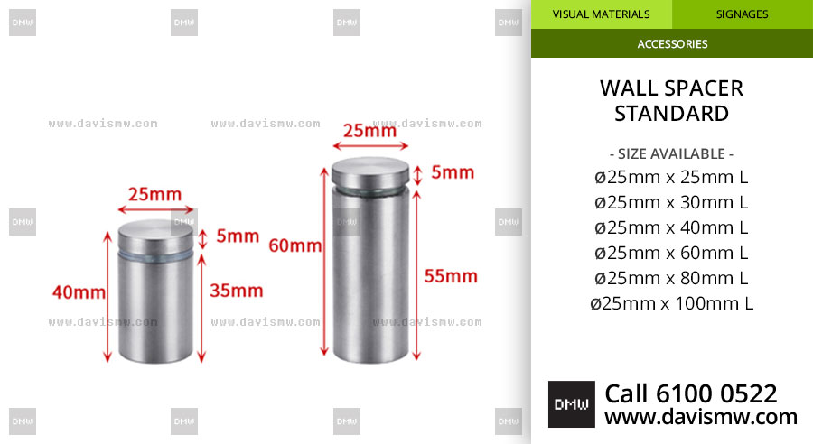 Wall Spacer - Standard - 25mm Range - Davis Materialworks