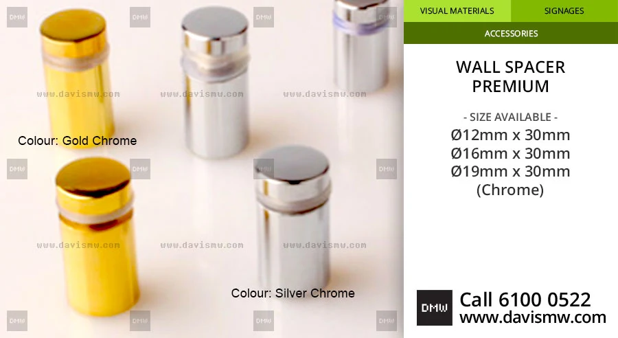 Wall Spacer - Premium - Chrome Silver & Gold - Davis Materialworks