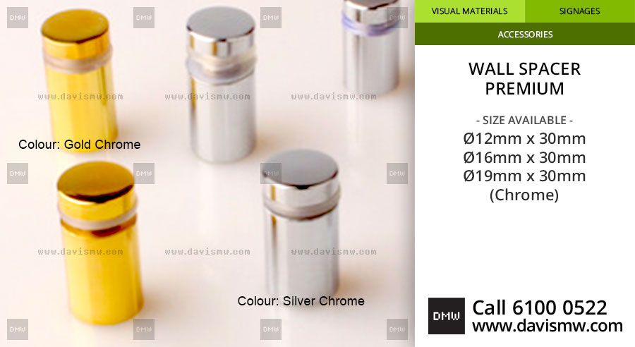 Wall Spacer - Premium - Chrome Silver & Gold - Davis Materialworks