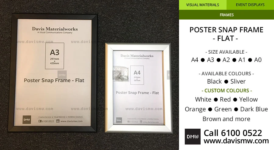Poster Snap Frame - Flat - A3 & A4- Davis Materialworks