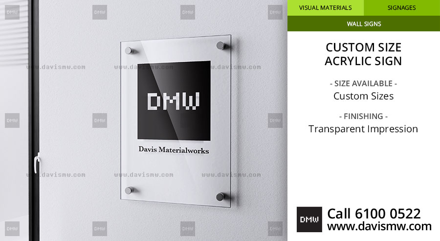 Custom Size Acrylic Sign - Transparent Type - Davis Materialworks