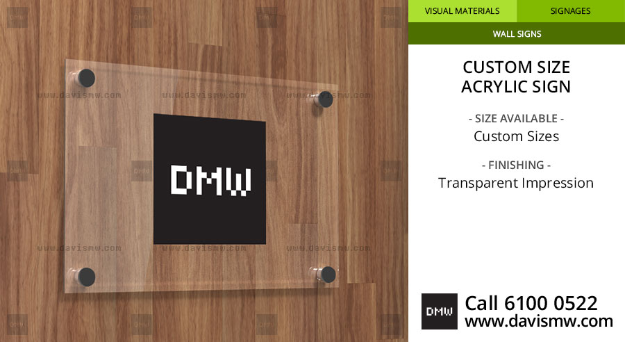 Custom Size Acrylic Sign - Transparent Type - Davis Materialworks