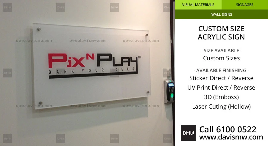 Custom Size Acrylic Sign - Reverse Sticker - Davis Materialworks