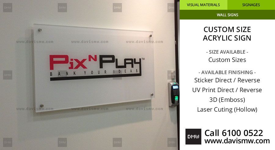 Custom Size Acrylic Sign - Reverse Sticker - Davis Materialworks