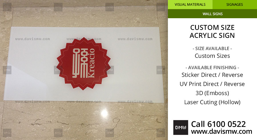 Custom Size Acrylic Sign - Reverse Sticker - Davis Materialworks