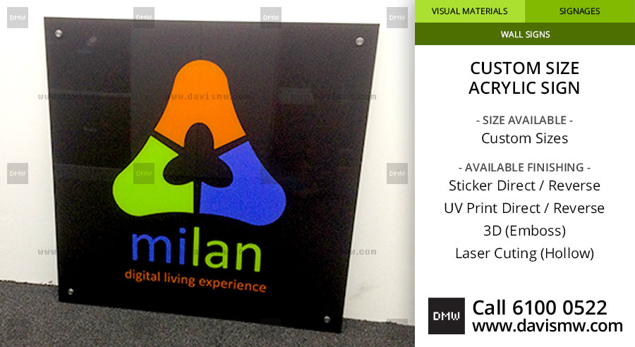 Custom Size Acrylic Sign - Reverse Sticker - Davis Materialworks