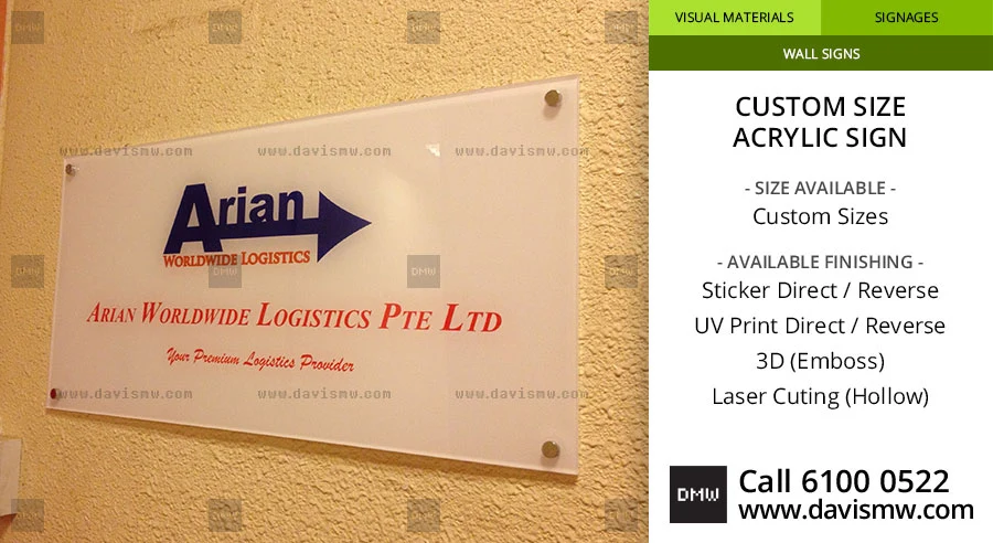 Custom Size Acrylic Sign - Reverse Sticker - Davis Materialworks