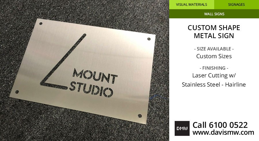 Custom Shape Metal Sign - Stainless Steel Hairline - Laser Cut - Davis Materialworks