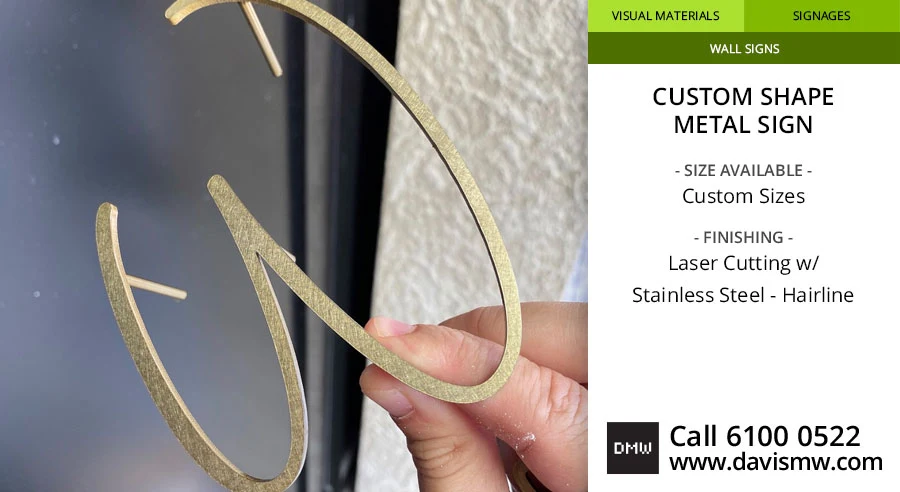 Custom Shape Metal Sign - Stainless Steel Hairline - Laser Cut - Davis Materialworks