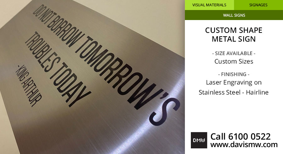 Custom Shape Metal Sign - Stainless Steel Hairline - Laser Engraving - Davis Materialworks