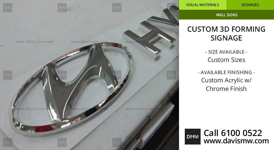 Custom 3D Forming Signage - Acrylic with Chrome Silver Finish - Davis Materialworks