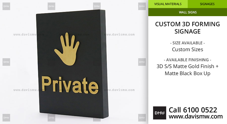 Custom 3D Forming Signage - SS Matte Gold Finish - Davis Materialworks