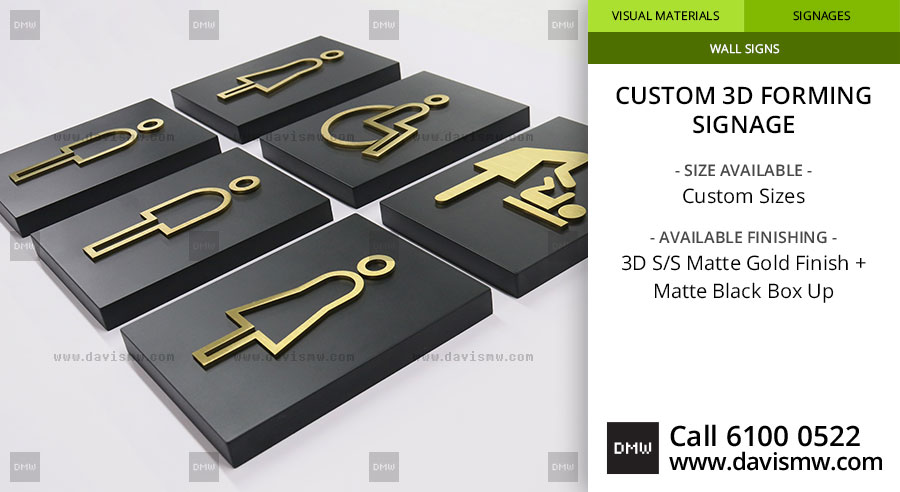 Custom 3D Forming Signage - SS Matte Gold Finish - Davis Materialworks