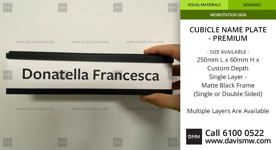  Cubicle Name Plate - Black Frame - Premium